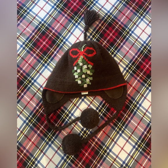 KATE SPADE NEW YORK “Under the Mistletoe” Brown Wool & Fleece Hat - Picture 1 of 13